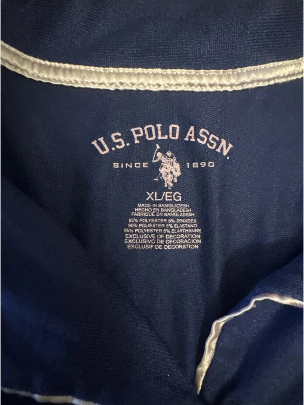 US Polo Assn Women’s Pajama Set Navy Blue Pink Piping Button Up Long Sleeve